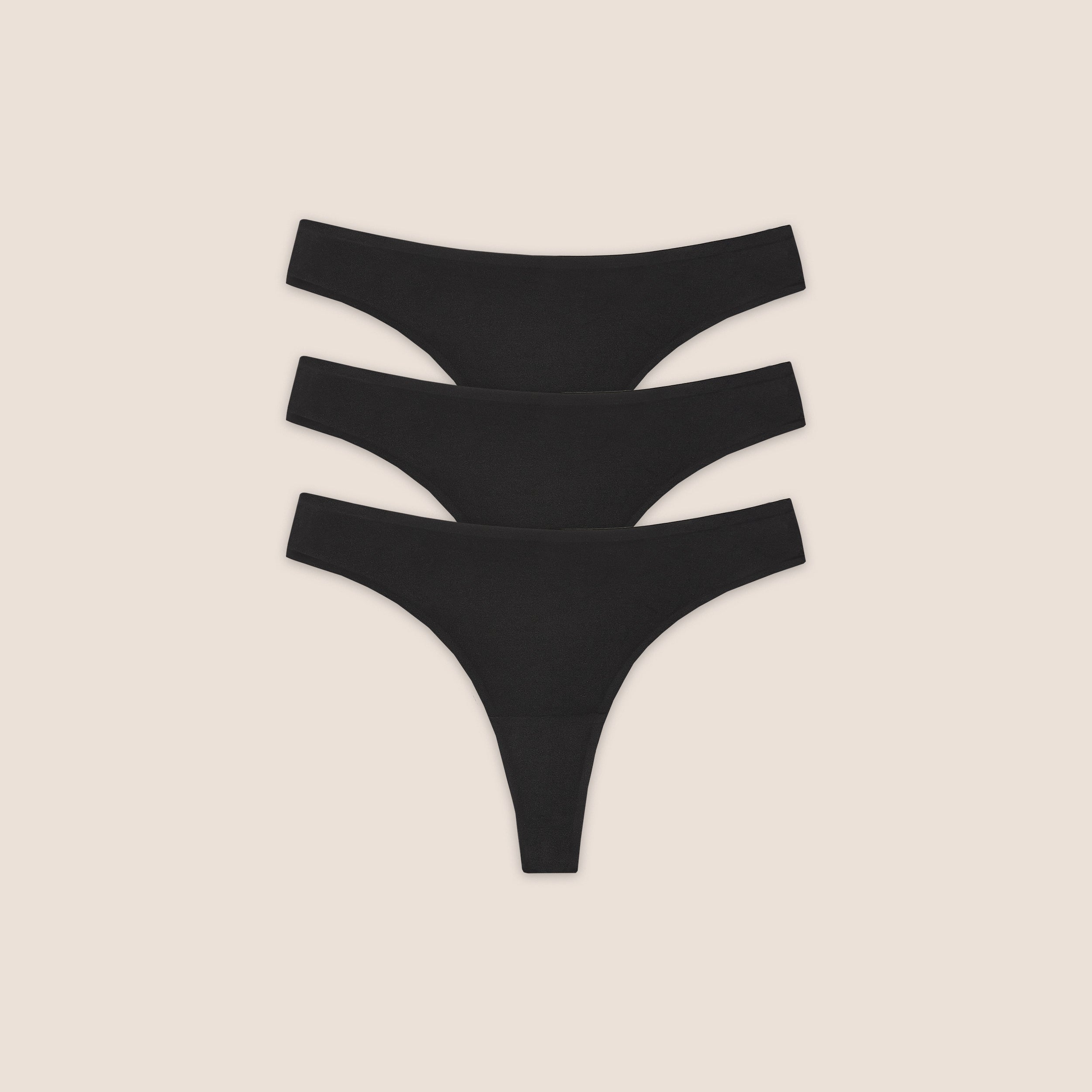 Seamless Bonded Thongs (3-Pack) - Black